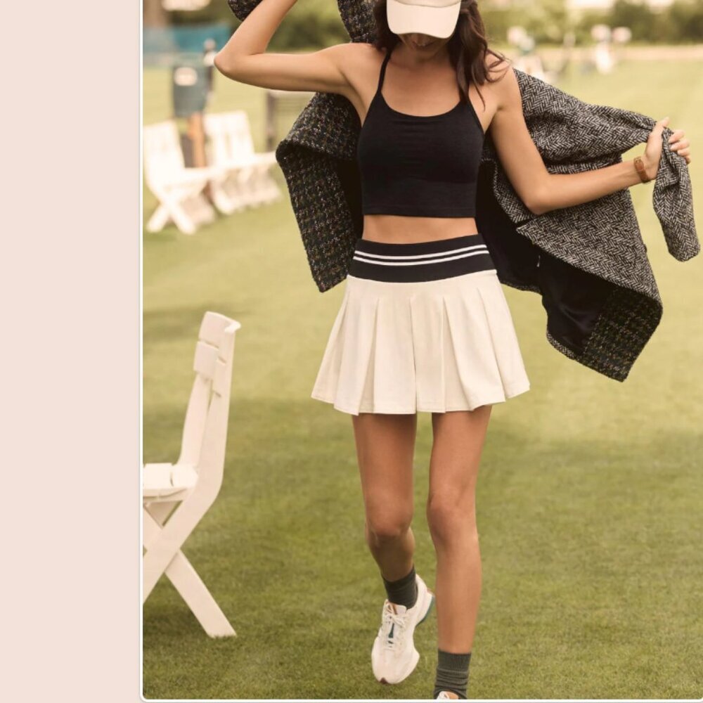 Daily Practice Anthropologie Women's Size XL Kick Back Pleated Mini Skirt White
